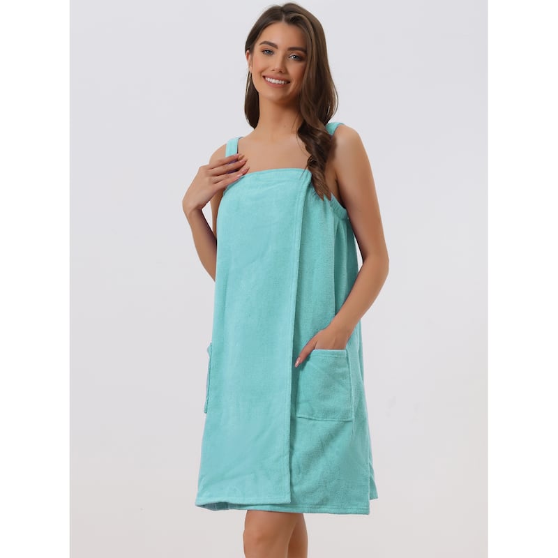 Womens Towel Wrap Bathrobe Spa Towels Robe with Adjustable Closure for Gym Shower