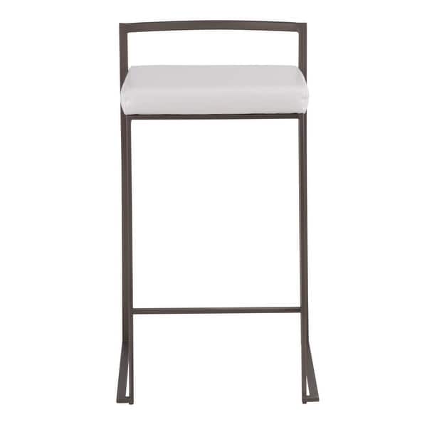 slide 2 of 19, Carbon Loft Forrest Industrial Antique Stackable Counter Stool (Set of 2) White Faux Leather