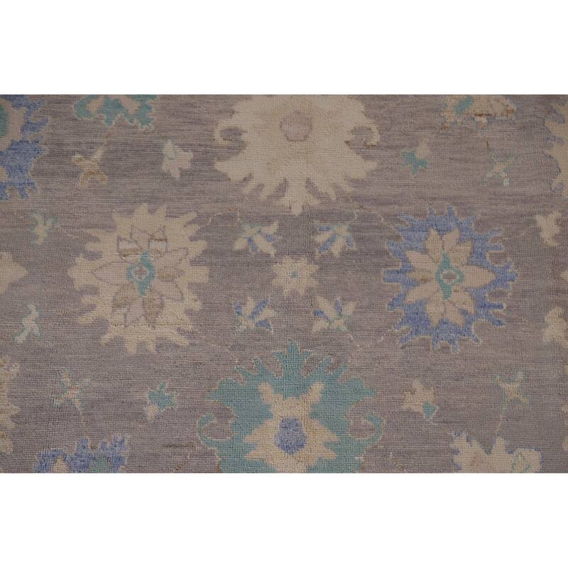 Hand Knotted Oriental 100% Wool Carpet Transitional Floral Greys & Charcoal Oushak Area Rug - 10' 2'' X 7' 10''