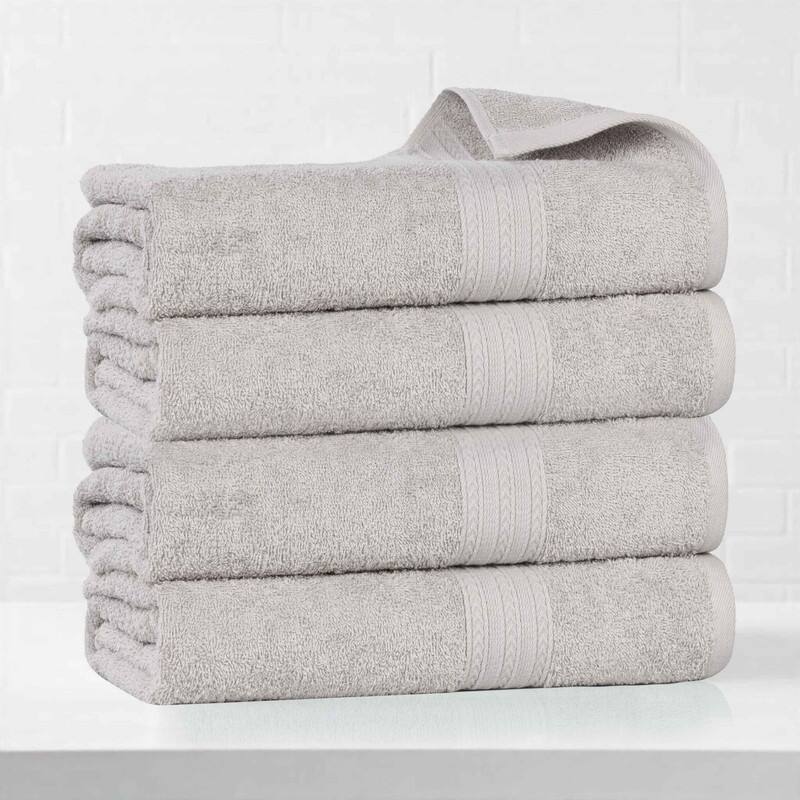 Eco-Friendly Sustainable Cotton Bath Towel by Superior (Set of 4) - Silver