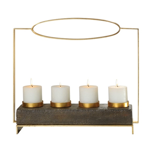 19.5” Amrit Gold Color Resin Candleholder - N/A