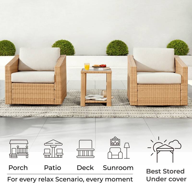 Oakley Outdoor Wicker Patio Furniture Swivel Chair