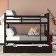 preview thumbnail 15 of 35, Elegant Full over Full Bunk Bed Wooden Kids Bed with Twin Size Trundle,Ladder,Guardrails for Bedroom