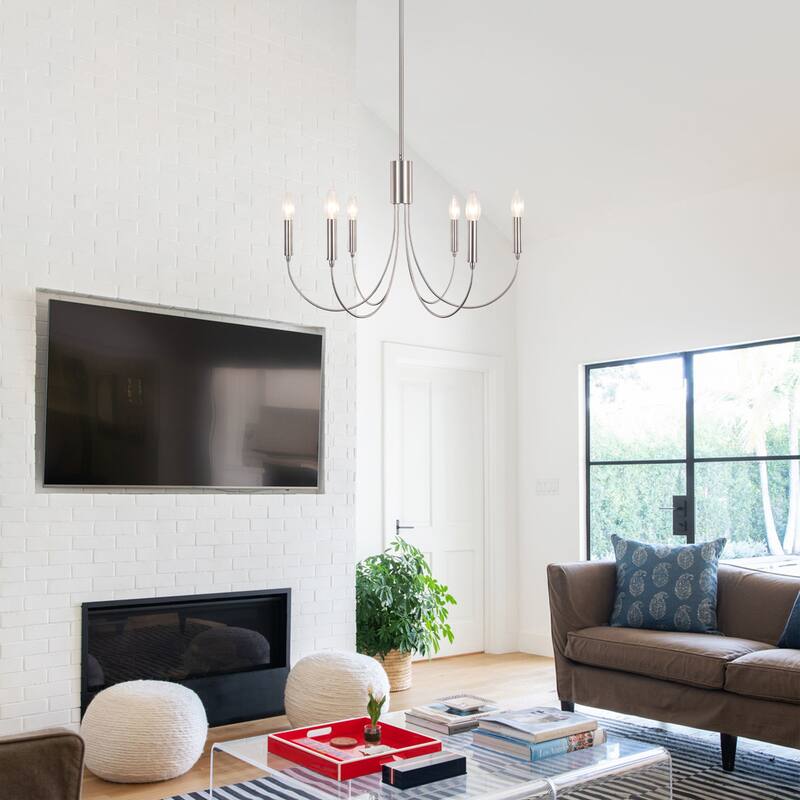 6-Light Modern Candlestick Hanging Linear Chandelier Lighting Island Chandelier for Kitchen Island