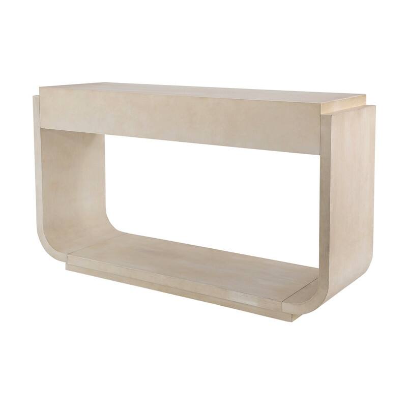 Mid-Century Modern Console Table with 3 Storage Drawers and Display Shelf for Entryway or Living Room Use