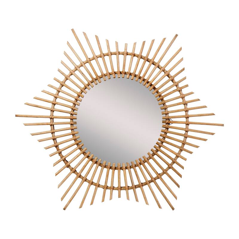 Natural Teak Wood Starburst Mirror by East at Main