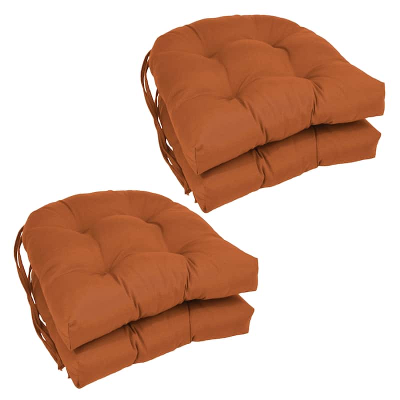 16-inch U-Shaped Indoor Twill Chair Cushions (Set of 2, 4, or 6) - 16" x 16" - Set of 4 - Spice