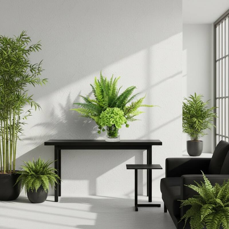 Real Touch Hydrangea and Fern Arrangement - 23