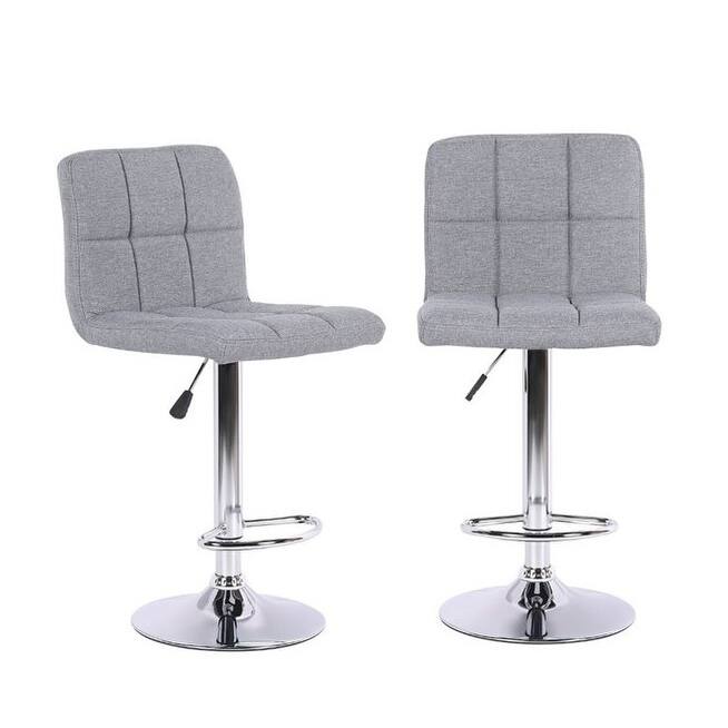 Paul Adjustable Stool (Set of 2) - 24"32"SHx16"Wx18"D - Grey