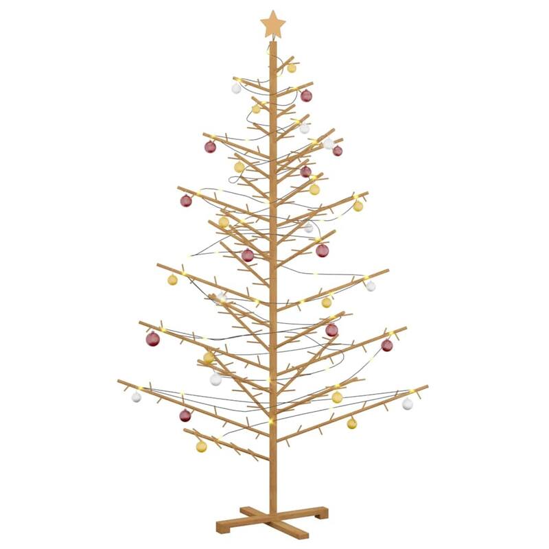 vidaXL Wooden Christmas Tree with Stand Natural/Brown Solid pine wood