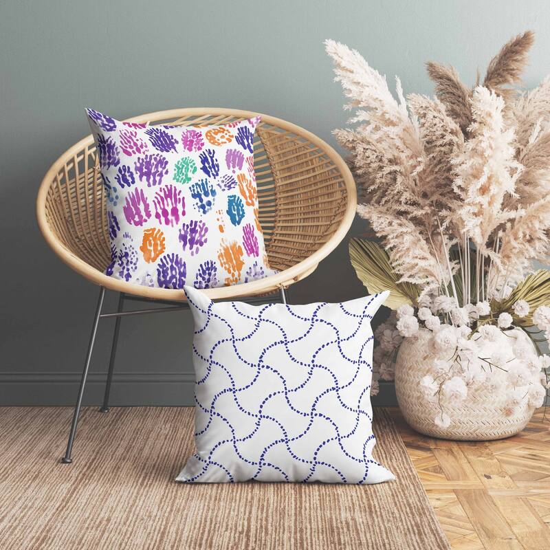 Artful Strokes Faux Suede Reversible Throw Pillow Orange and Blue