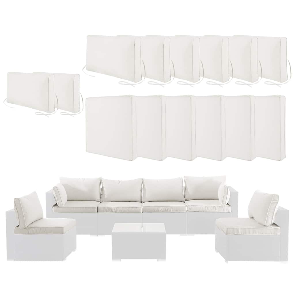 Polyester 14-Piece Outdoor Rattan Cushion Covers Set with Zipper - 25.6L x 25.6W x 3.9H inch