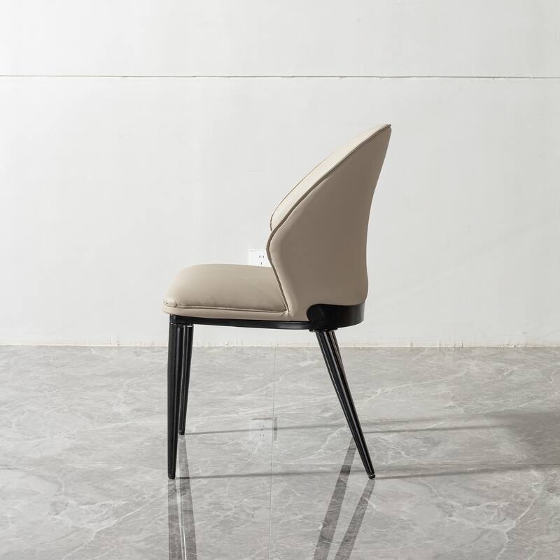 Dining chair PU with unique design backrest set of 2