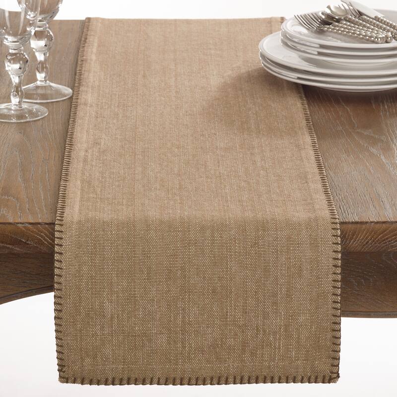 Celena Collection Whip Stitched Design Cotton Table Runner