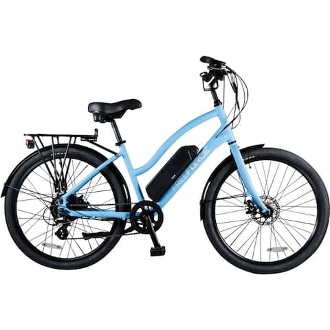 FreeForce The Avalon 16-in. Electric Beach Cruiser Bike with Thumb Throttle and Pedal Assist in Light Blue - 16-inch
