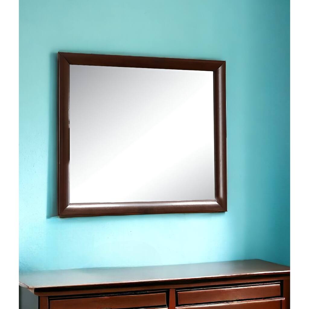 HomeRoots 35" Espresso Wood Framed Mounted Dresser Mirror - 39' X '35' X '1