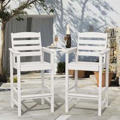 HDPE 2-Piece High Bar Stool Set with Umbrella-Compatible Connecting Panel