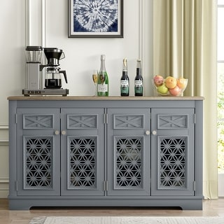 Farmhouse Buffet Cabinet with Glass Doors and Adjustable Shelves - 57.5" in Width