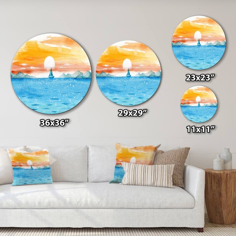 Designart 'Blue Sparkling Sea And Sailing Yacht' Nautical & Coastal