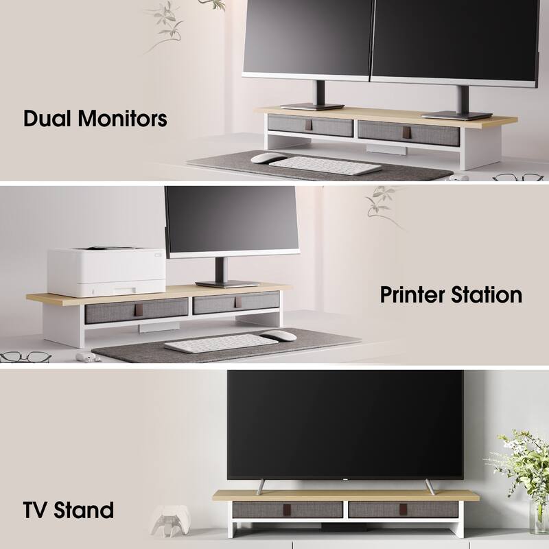 Fenge Dual Monitor Stand, 2 Tiers Monitor Riser for Desk