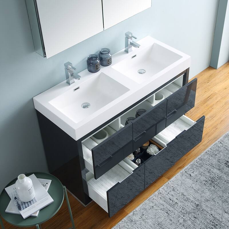 Fresca Senza 48" Double Vanity Set with Wood Cabinet and Acrylic