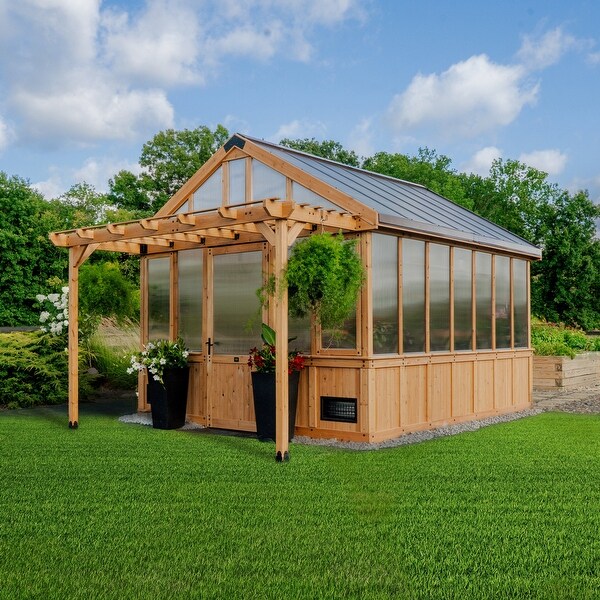 Backyard Discovery Bellerose XL 13'x11' Cedar Wood Greenhouse