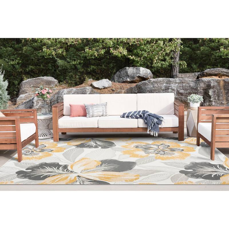 Alfresco Nautical & Coastal Floral & Botanical Reversible Indoor/Outdoor Area Rug