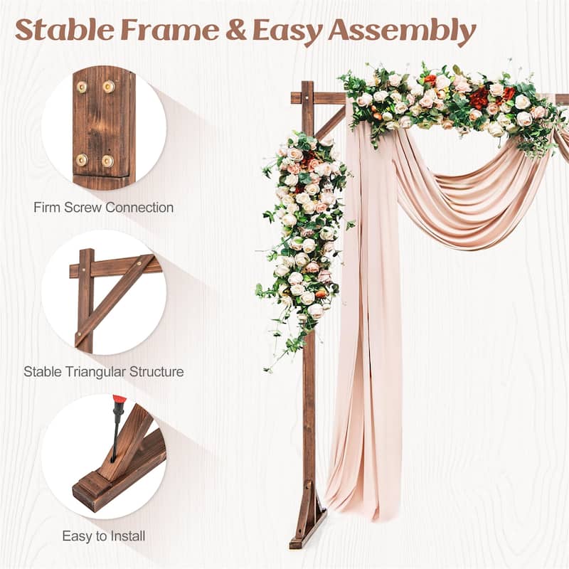 Gymax 7.2 FT Square Wedding Arch Wooden Arbor Backdrop Stand w/