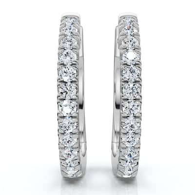 Small Diamond Hoop Earrings White or Yellow Gold Lab Grown 1/2" Tall