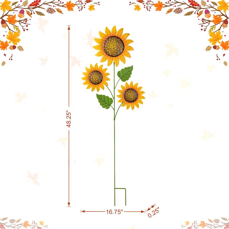 Glitzhome Fall Harvest Metal Sunflower Garden Stake Hanging Decor for Thanksgiving