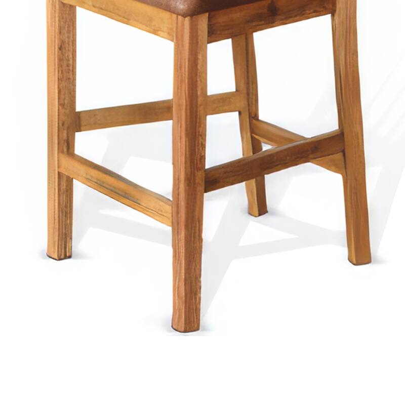 Marv Counter Height Chair Set of 2, Faux Leather, Light Brown, 24 Inch