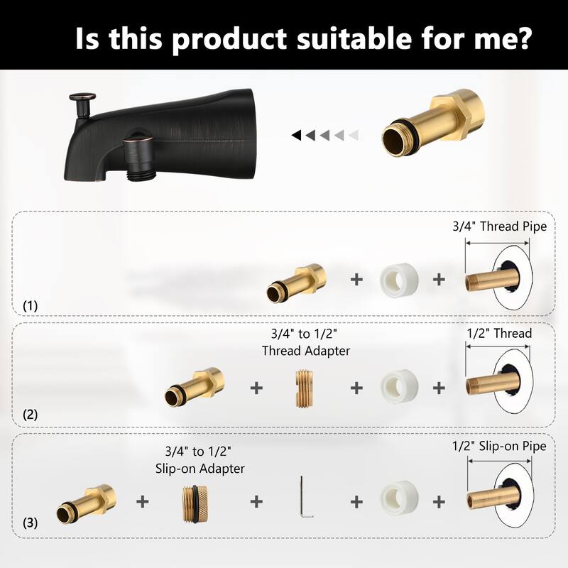 Lift-Up Diverter Tub Spout with 6 Settings Handheld Shower in Oil Rubbed Bronze (Rough-in Valve Not Included)