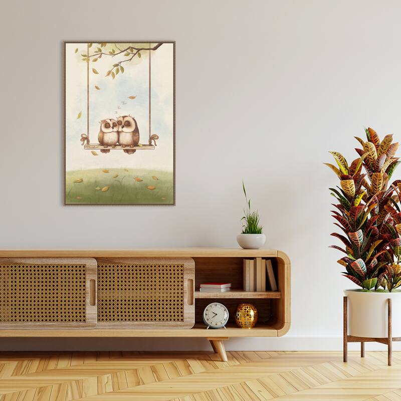 Owls In Love by Xuan Thai Framed Canvas Wall Art Print