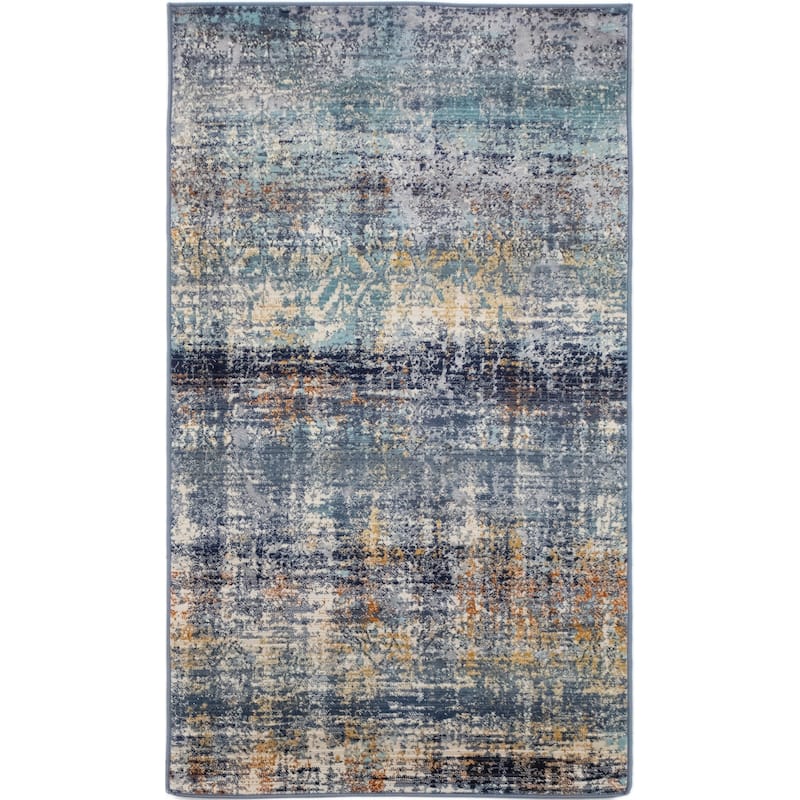 Noori Rug Westfield High-low Pile Delphine Rug - 3'0" x 5'1" - Blue/Ivory