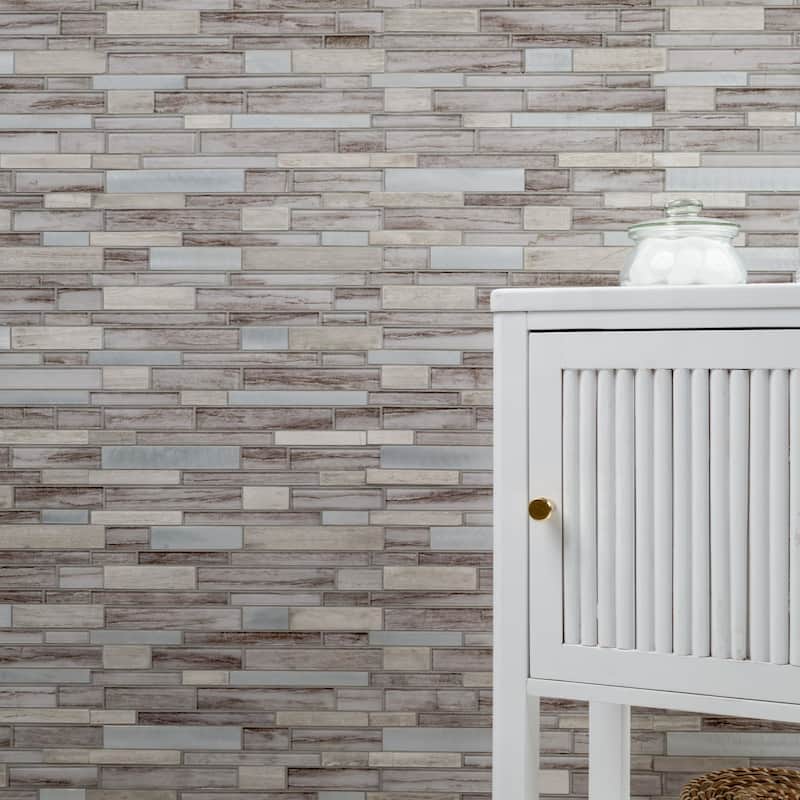 Ackland AKM-SGM-12X12ILX-CA 12" x 12" Glass and Metal and Stone Linear