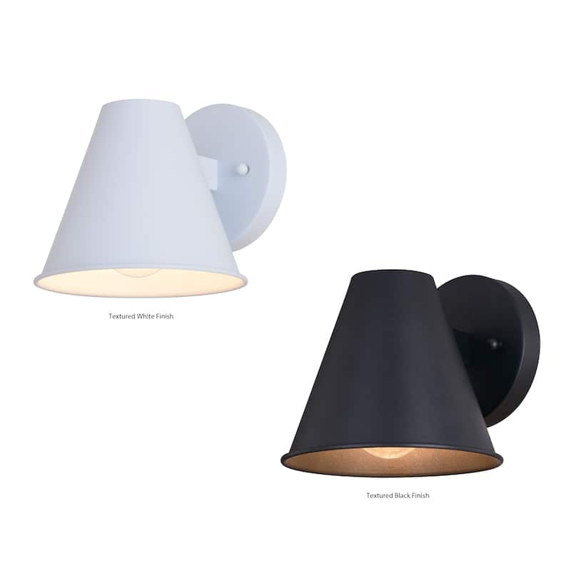 Smith 1-Light Modern Contemporary Indoor-Outdoor Wall Sconce with Metal Cone Shade, Dark Sky Compliant