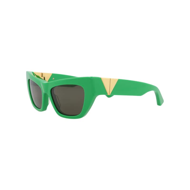 Bottega Veneta Cat Eye-Frame Acetate Sunglasses, Solid Grey Toned Green Lens, Shiny Solid Green Frame
