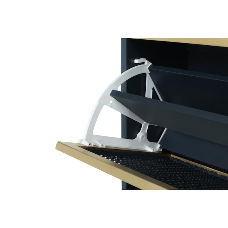 3 Metal Door Shoe Rack, Freestanding Modern Shoe Storage Cabinet, Metal rattan, for Entryway