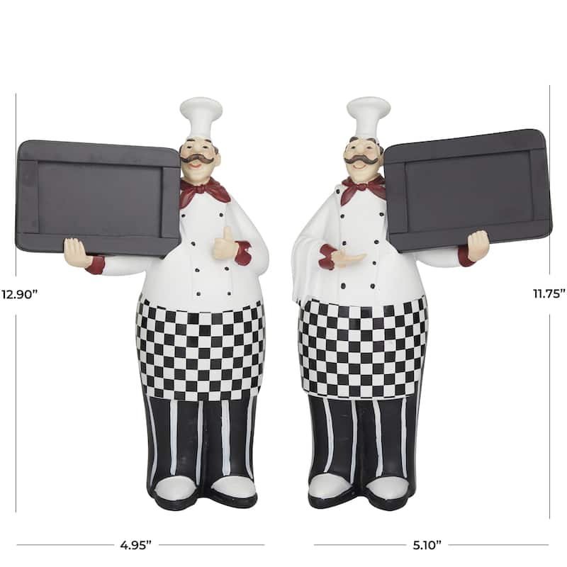 Polystone Chef Decorative Sculpture with Chalkboards - Set of 2 Black - Roche River Decor