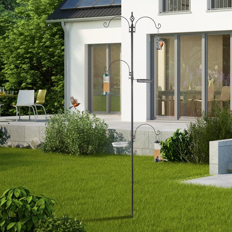 Deluxe Bird Feeding Station Kit with 4 Hooks Suet Cage Mesh Tray and Water Bowl Adjustable Rust Resistant