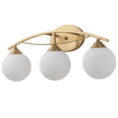 3/4-Light Dimmable Modern Brass Bathroom Vanity Light with Frosted Glass