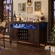 preview thumbnail 9 of 7, Farmhouse 47" Wine Bar Cabinet with Power Outlets & LED Lights, Industrial Coffee Bar Liquor Cabinet with Shelves & Wine Rack