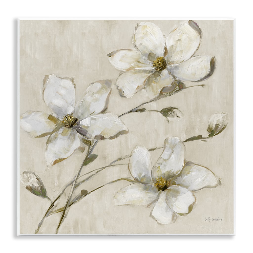 Stupell Neutral Tone Dogwood Flowers Wall Plaque Art Design By Sally Swatland