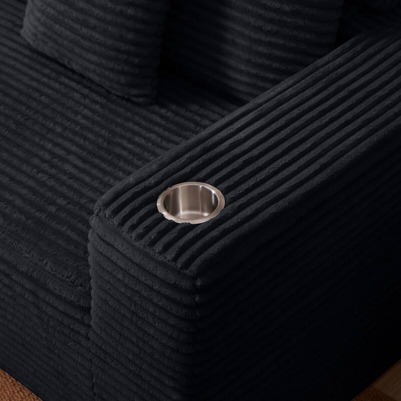 102.76" Corduroy Cloudy L Shaped Sofa with Chaise