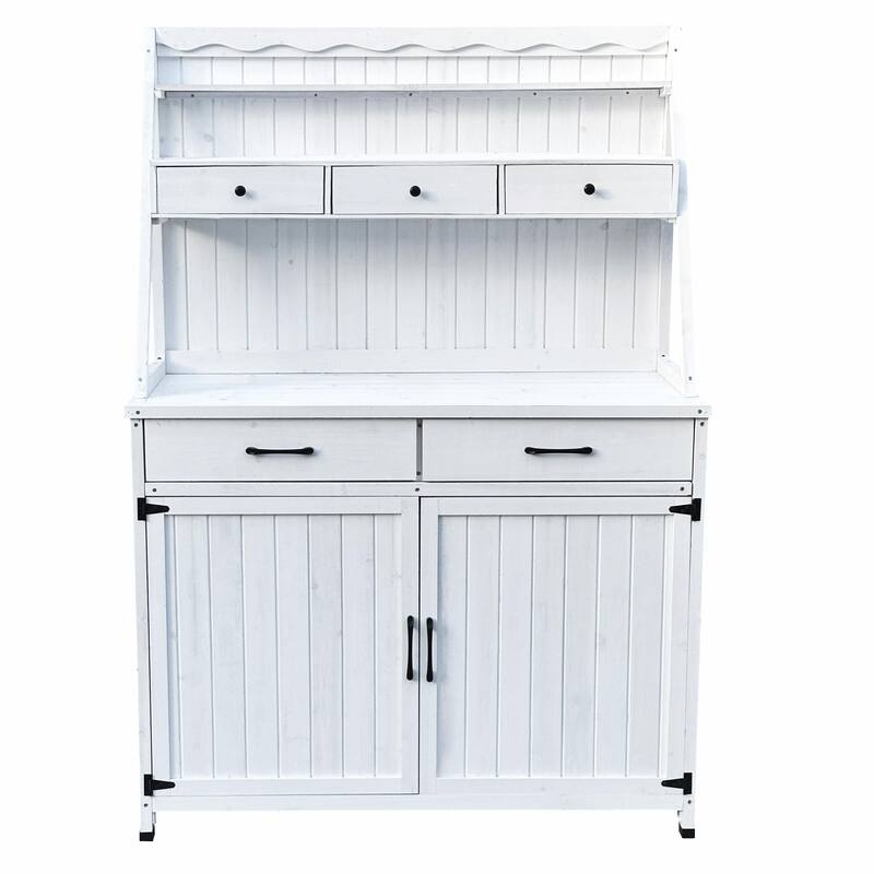 Farmhouse Potting Bench with Storage Cabinet & Removable Shelf