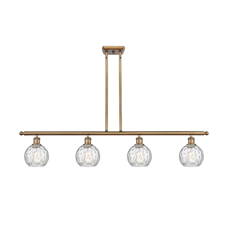 Innovations Lighting Athens Water Glass - 4 Light 46" Stem Hung Island Light - Clear Water Glass/Brushed Brass
