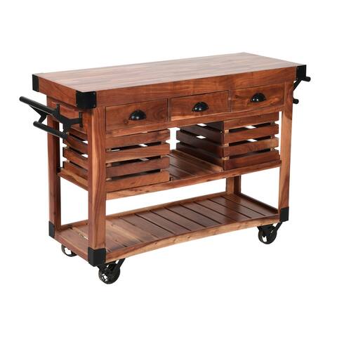 Somette Hatch Light Natural Three Drawer Cart