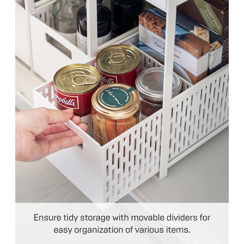 Yamazaki Home Two-Tier Cabinet Storage Basket, ABS Plastic - L 12.8 x W 6.3 x H 18.11 inches