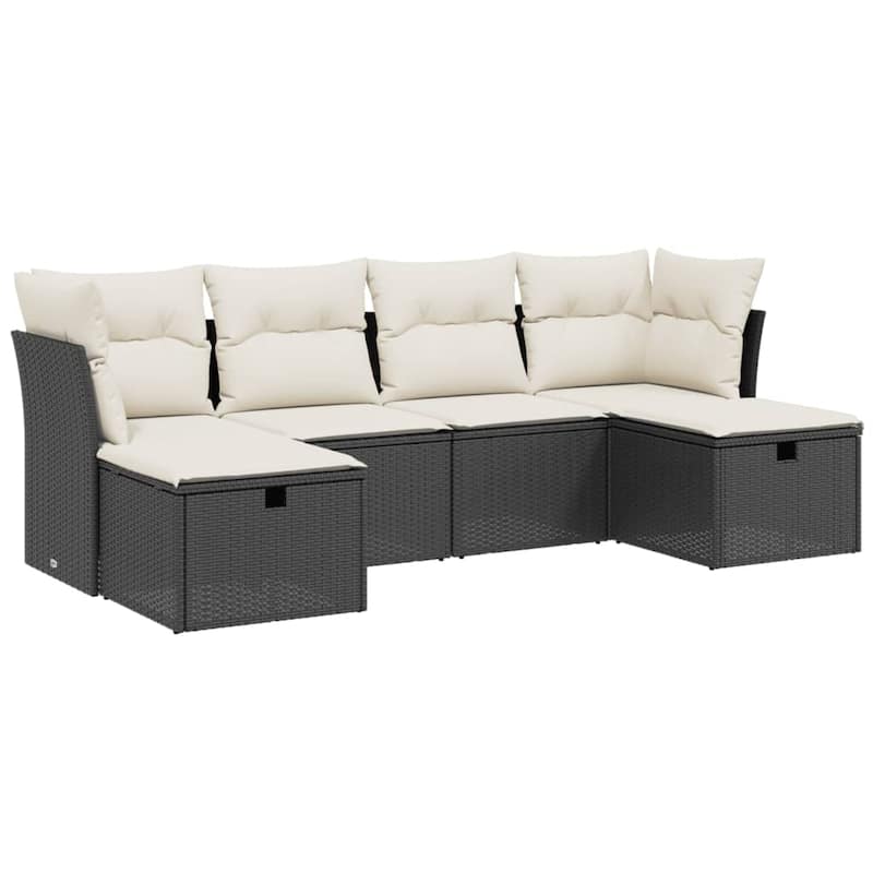 vidaXL Patio Sofa Set with Cushions Outdoor Furniture 6 Piece Poly Rattan