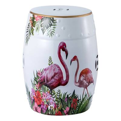 Panbado 18" Flamingo Decorative Garden Stool Side Table
